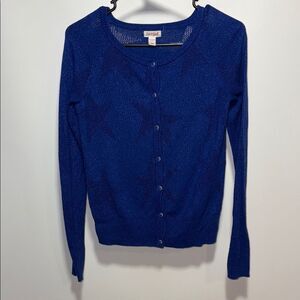 Cat & Jack Blue Knit Cardigan with Crew Neck